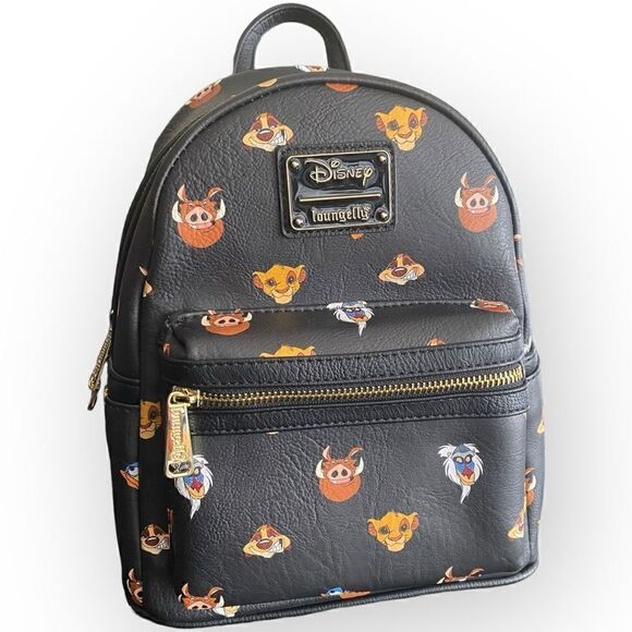 Loungefly Disney The Lion King Mini Backpack Black Character Faces New Exclusive - Picture 1 of 6